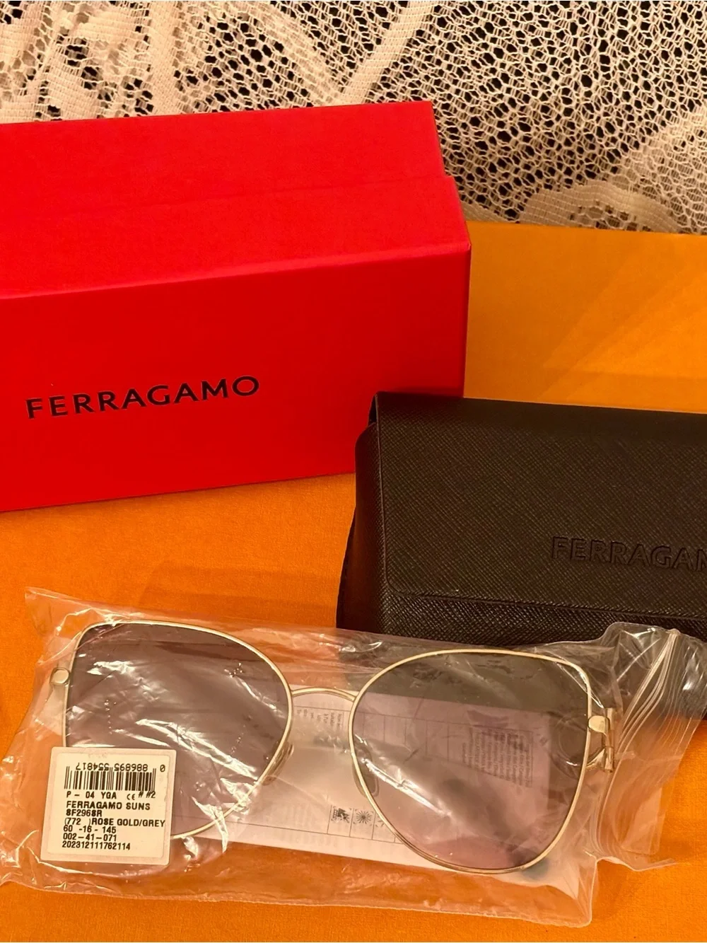 NIB, Salvatore Ferragamo Gold-Accented Brown Gradient Sunglasses